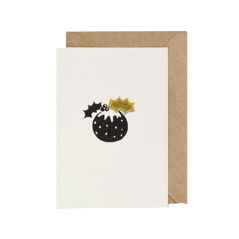 Christmas Pudding card with iron-on patch