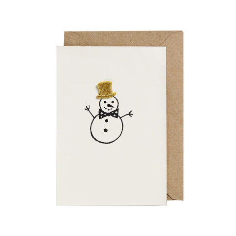 Christmas card with snowman and iron-on patch