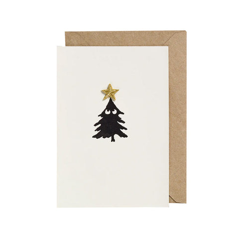 A Christmas tree card with star shaped iron-on patch