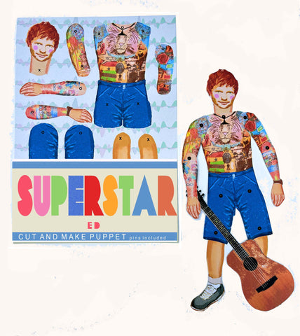 Packaging of the paper cut and make puppet of Ed Sheeran.