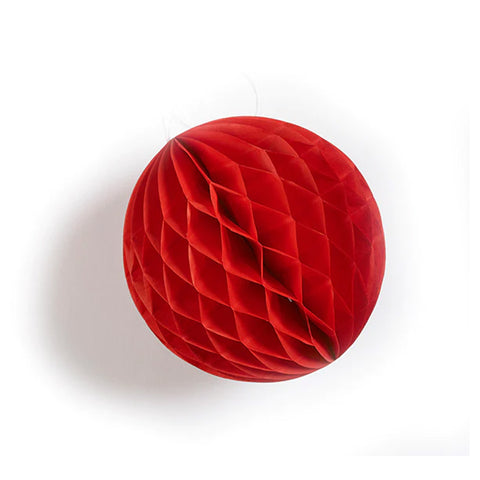 An image of a red paper ball party decoration