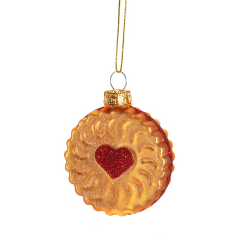 A jam biscuit glass decoration for Chrismtas