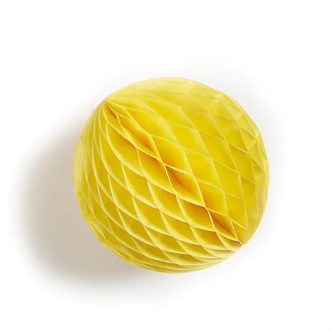 An image of a yellow paper bauble decoration