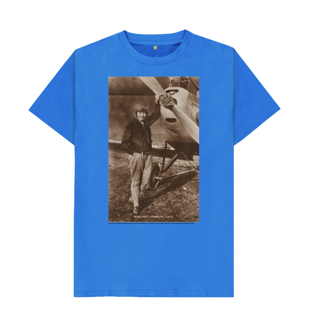 Bright blue printed t shirt front