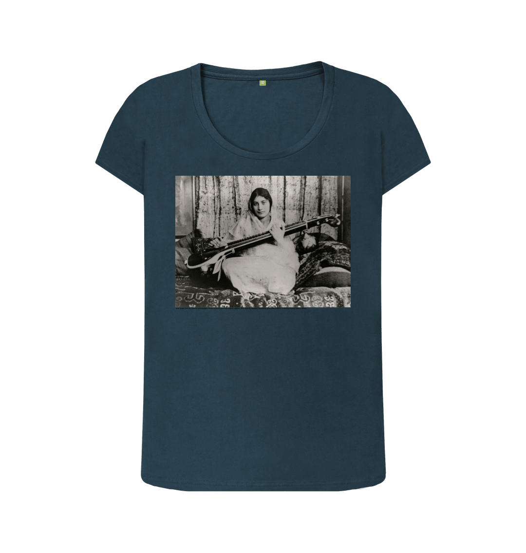 Denim blue printed t shirt front