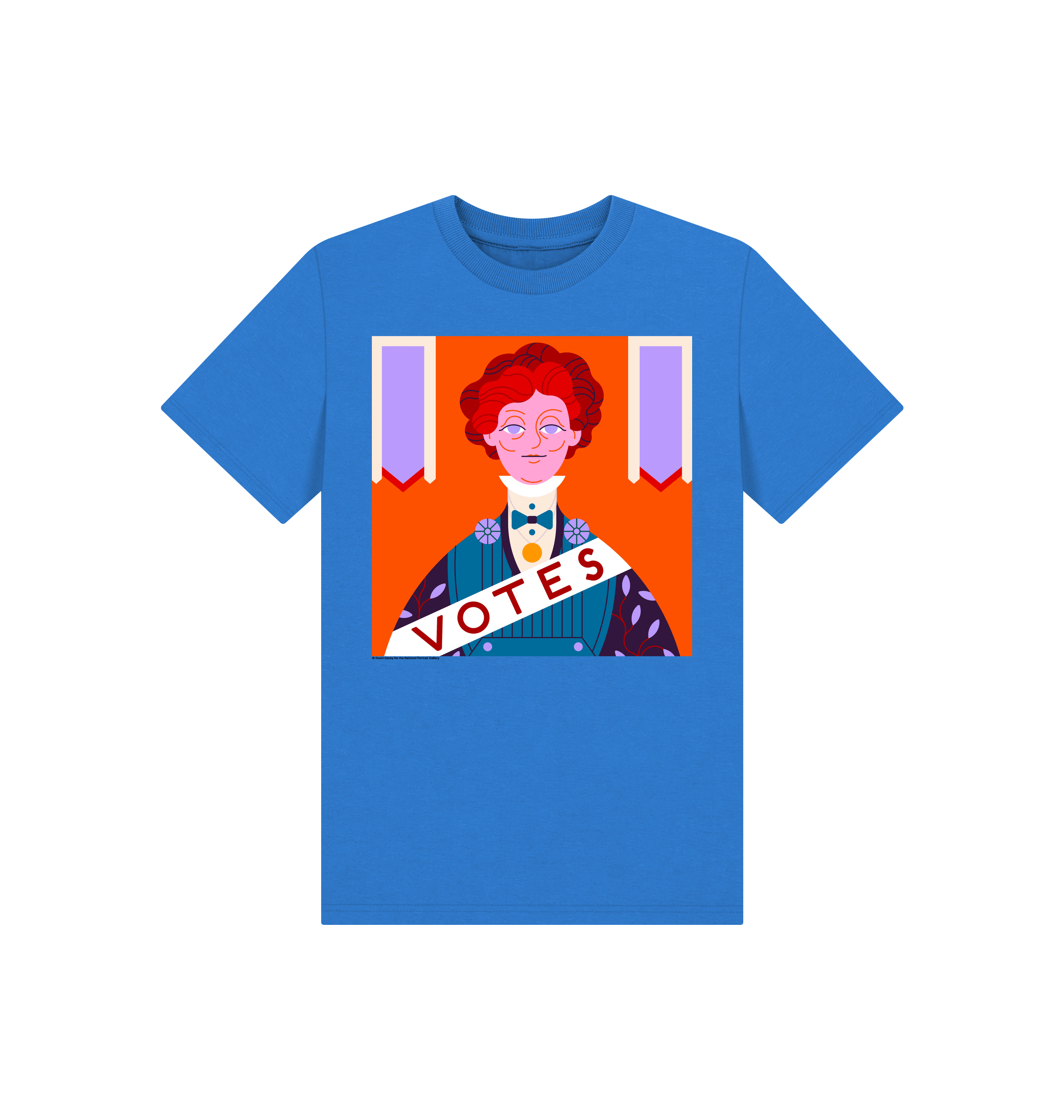 Bright blue printed kids t shirt front