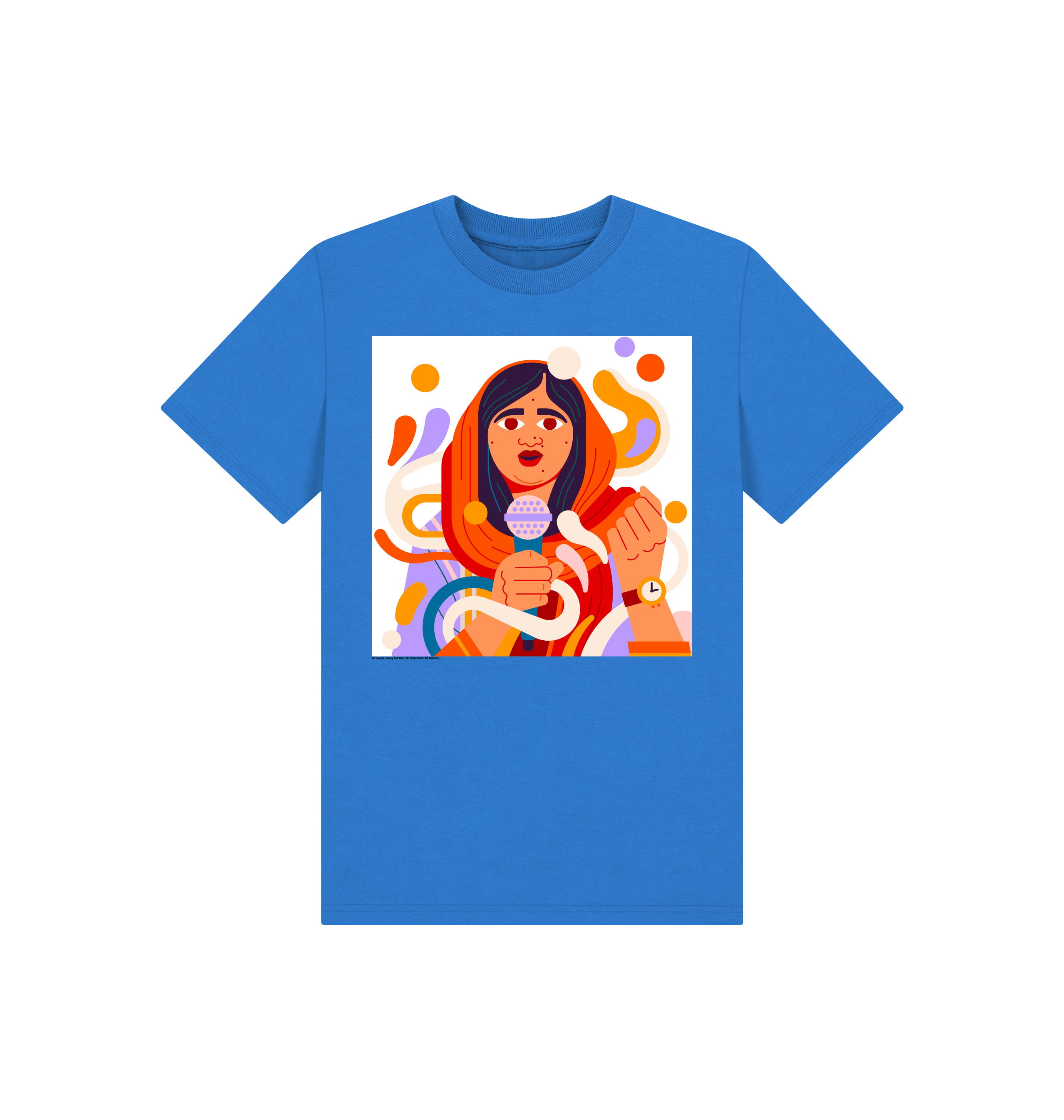 Bright blue printed kids t shirt front