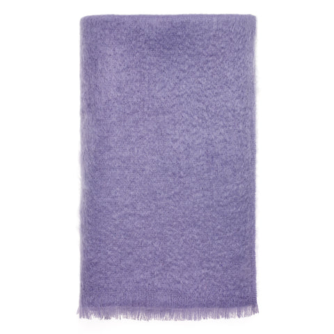 A lavender coloured wool scarf.