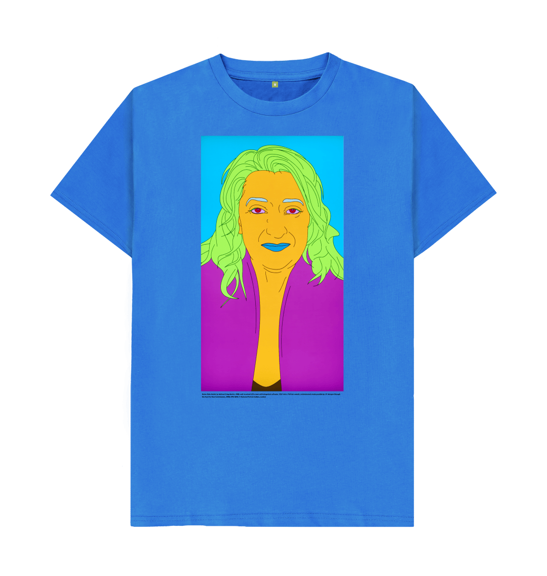 Bright blue printed t shirt front