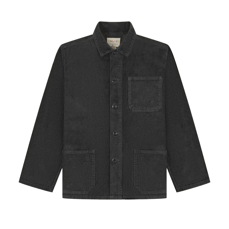 A charcoal corduroy button down shacket.  