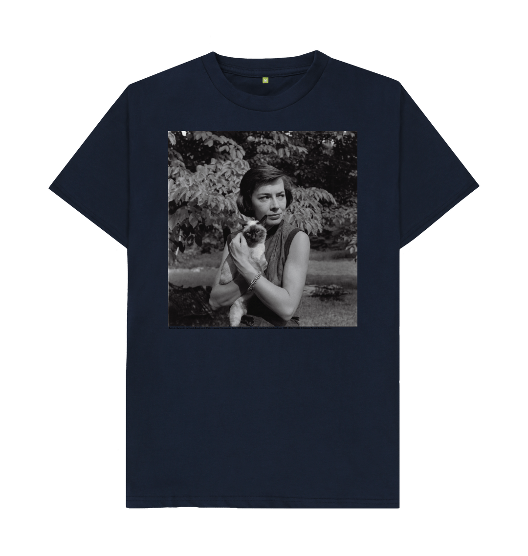 Navy blue printed t shirt front