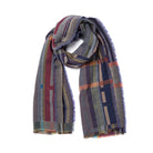 Multicoloured plaid scarf on a white background