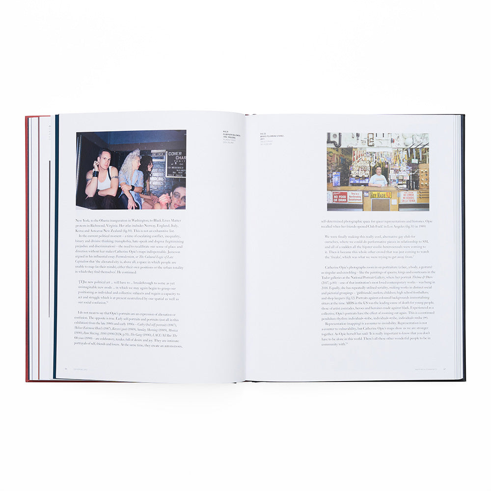 Open book with images and text on a white background