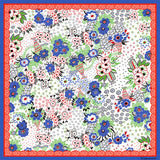 Celia Birtwell full print blue and red floral scarf.