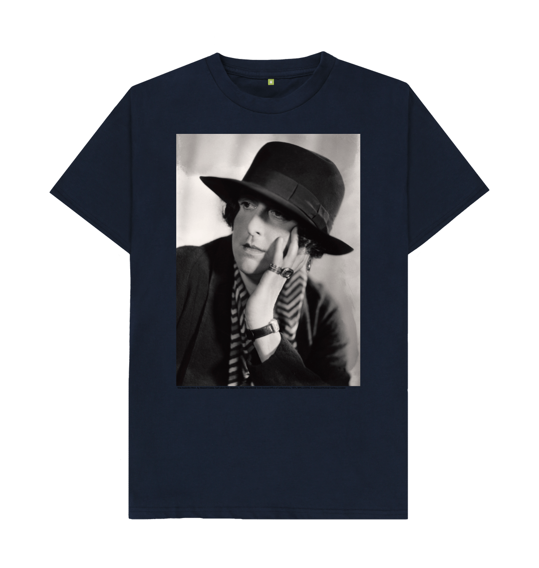 Navy blue printed t shirt front