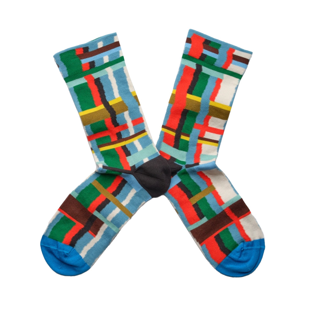 Checked socks blue red