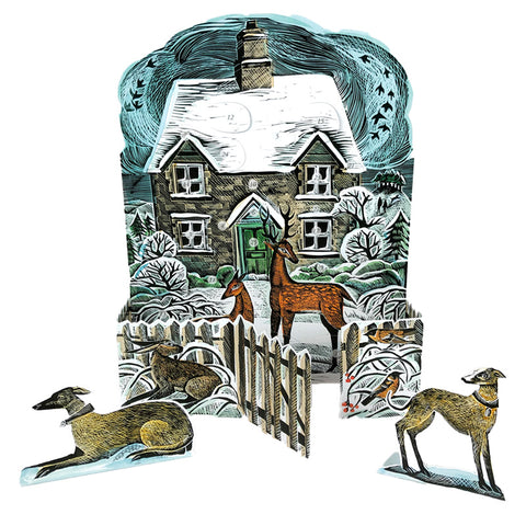 A snowy winter cottage advent calendar. 