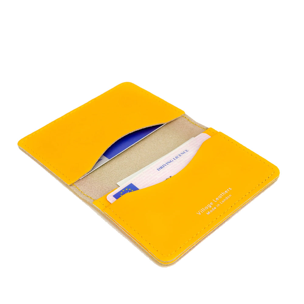 Chroma leather card holder yellow interior