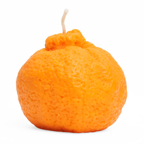 Medium sized, orange, clementine shaped candle.