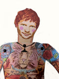 Close up of paper puppet Ed Sheeran.