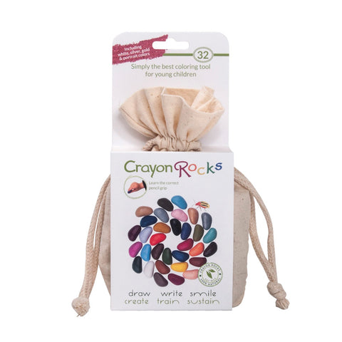 A bag of 32 rock shaped crayons in mixed colours.