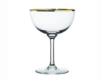 Crystal Champagne Saucers with Gold Rim, Set of 6