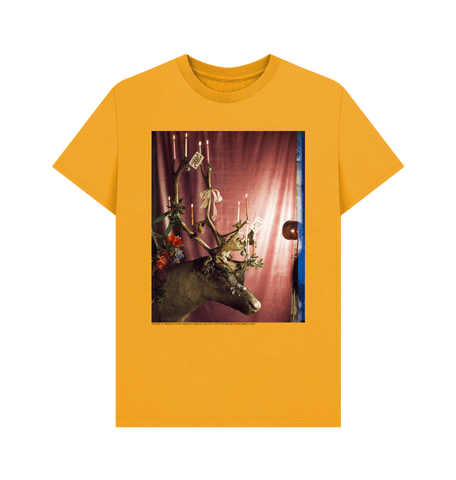 Mustard Reindeer by Yevonde Unisex Crew Neck T-shirt