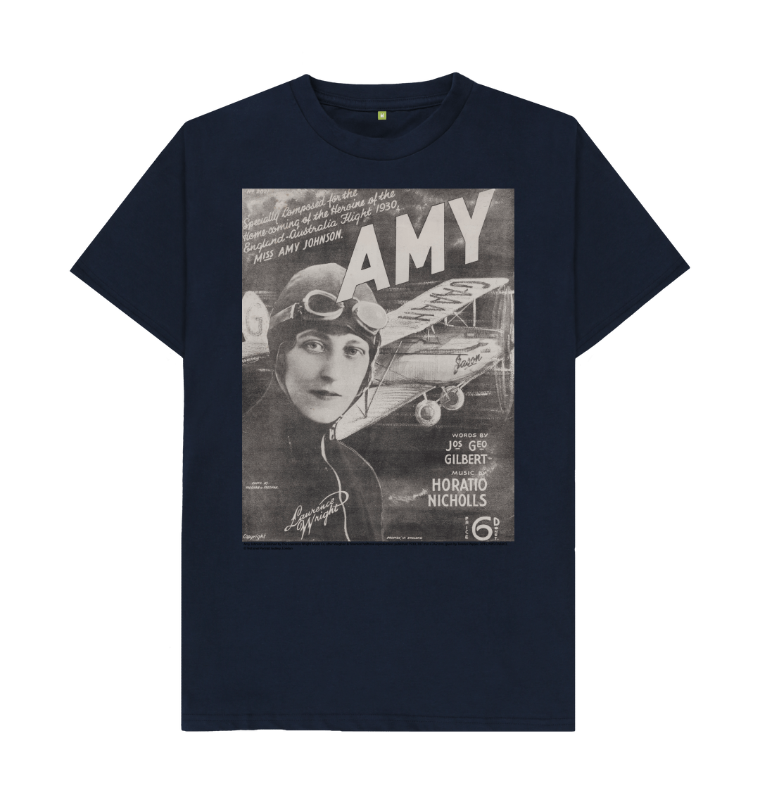 Navy blue printed t shirt front