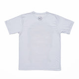 Revers of white t-shirt featuring the NPG monogram.