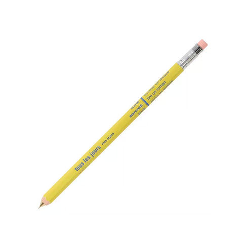 Yellow mechanical pencil with eraser top.