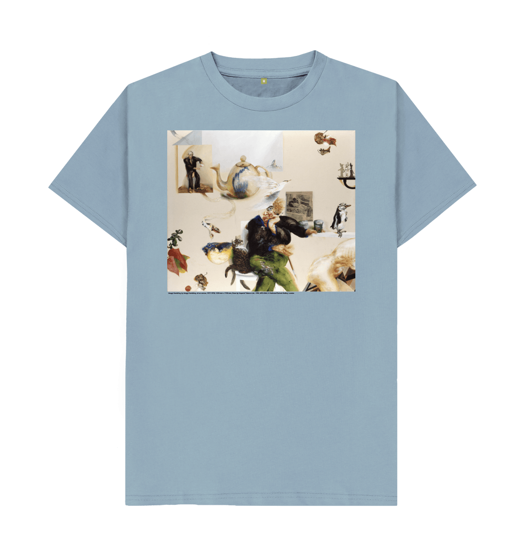 Stone blue printed t shirt front