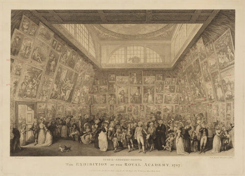 'The Exhibition of the Royal Academy, 1787' (Sir Joshua Reynolds; King George IV when Prince of Wales and 75 unidentified figures) NPG D50016