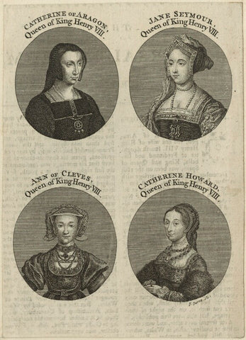 Louise of Savoy engraved as as Katherine of Aragon; Jane Seymour; Anne of Cleves; probably Katherine Howard NPG D24172