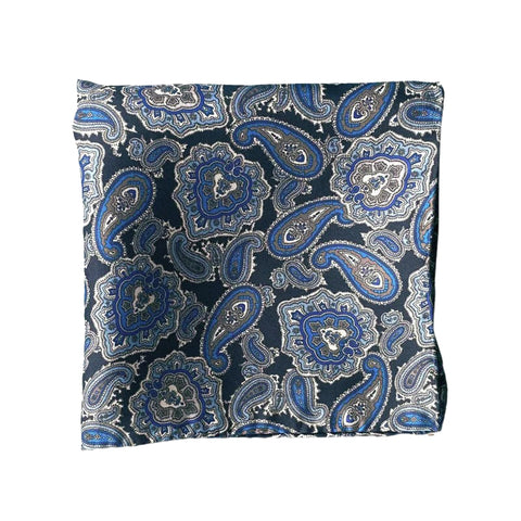 Blue paisley coloured pocket square.