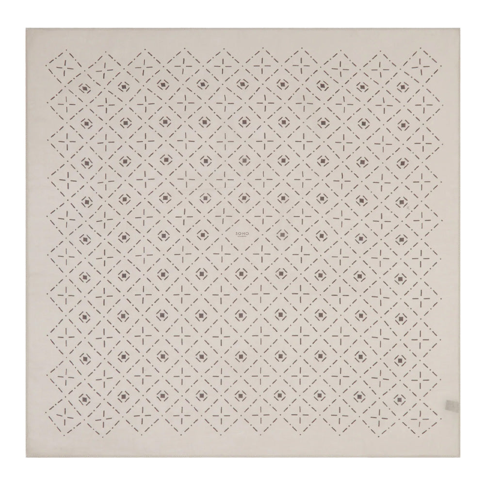 Square bandana with a grey diamond pattern on a white background