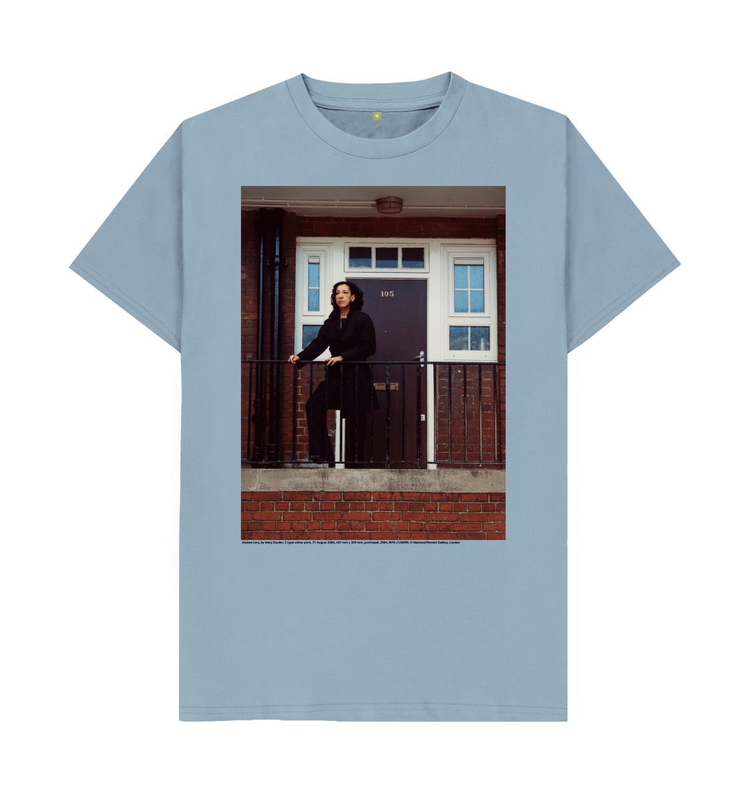 Stone blue printed t shirt front