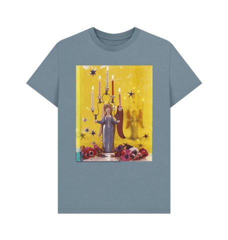 Stone Blue Angels (Burning Candles) by Yevonde  Unisex Crew Neck T-shirt