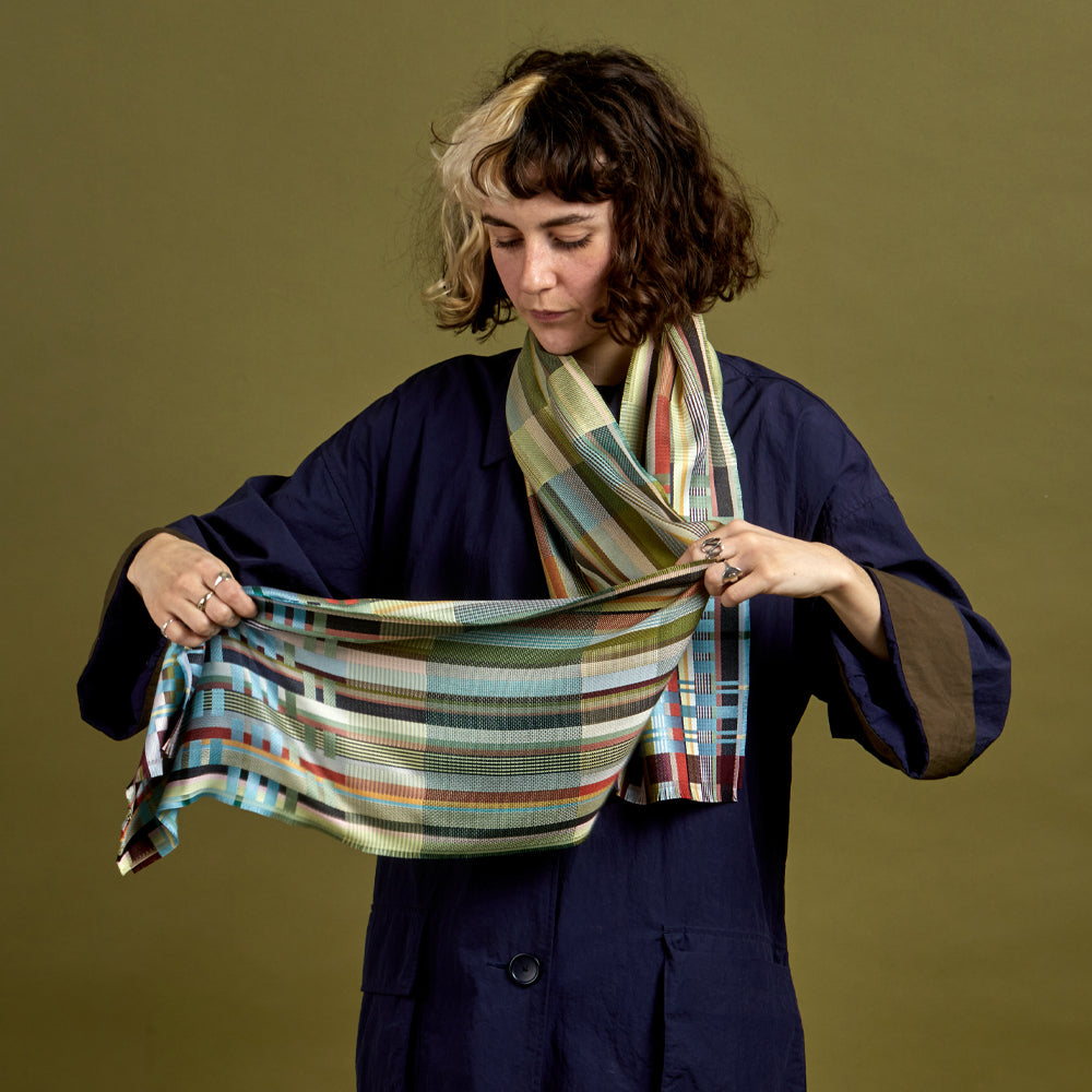 Edwin silk scarf sage styled