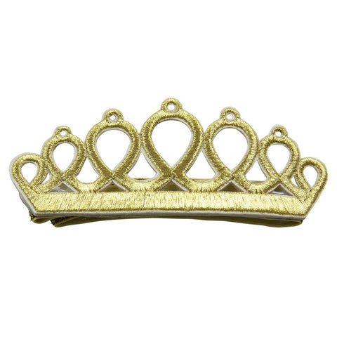 A gold embroidered children's crown hairband.