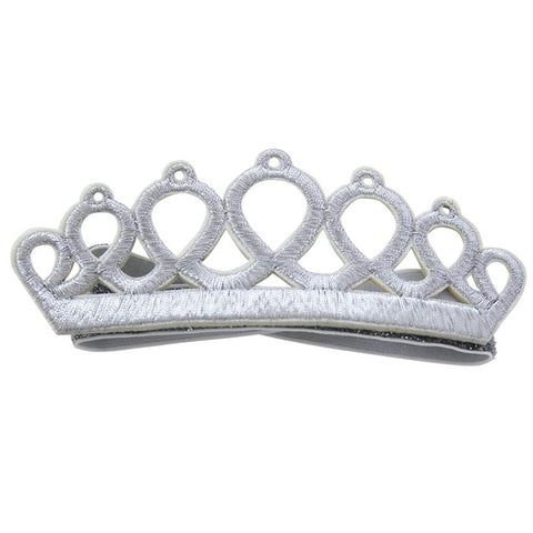 A silver embroidered children's crown hairband.
