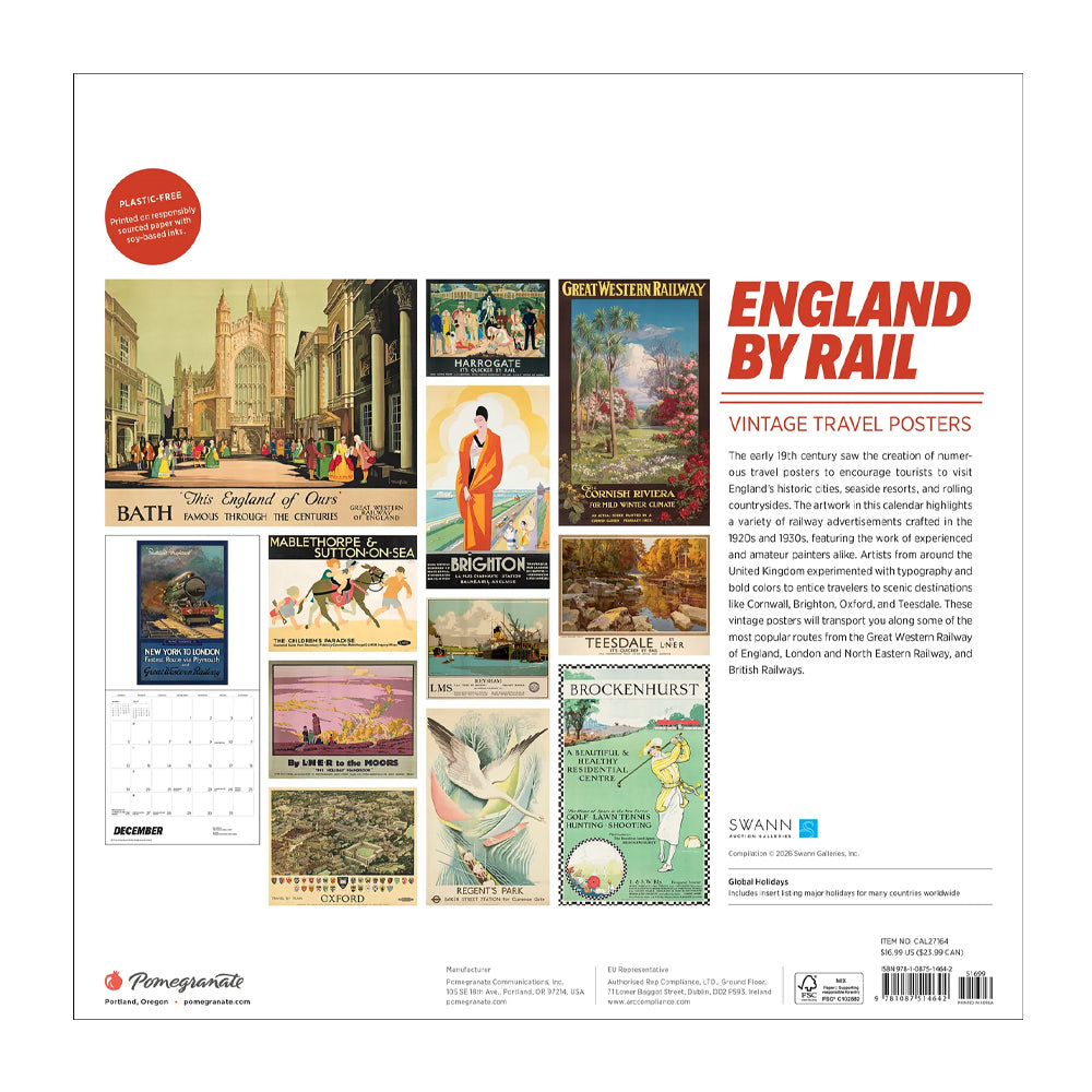 England by rail 2027 calendar back