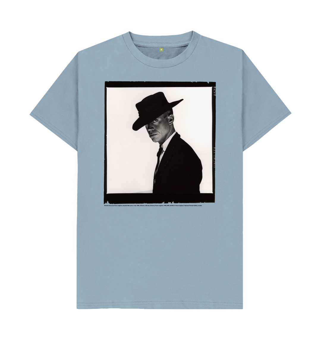 Stone blue printed t shirt front