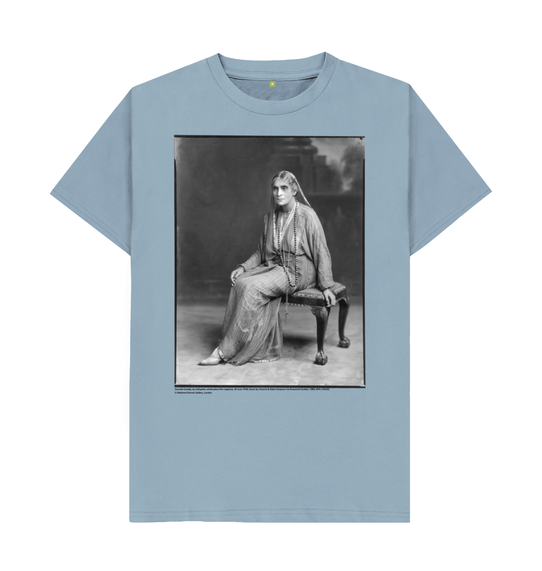 Stone blue printed t shirt front