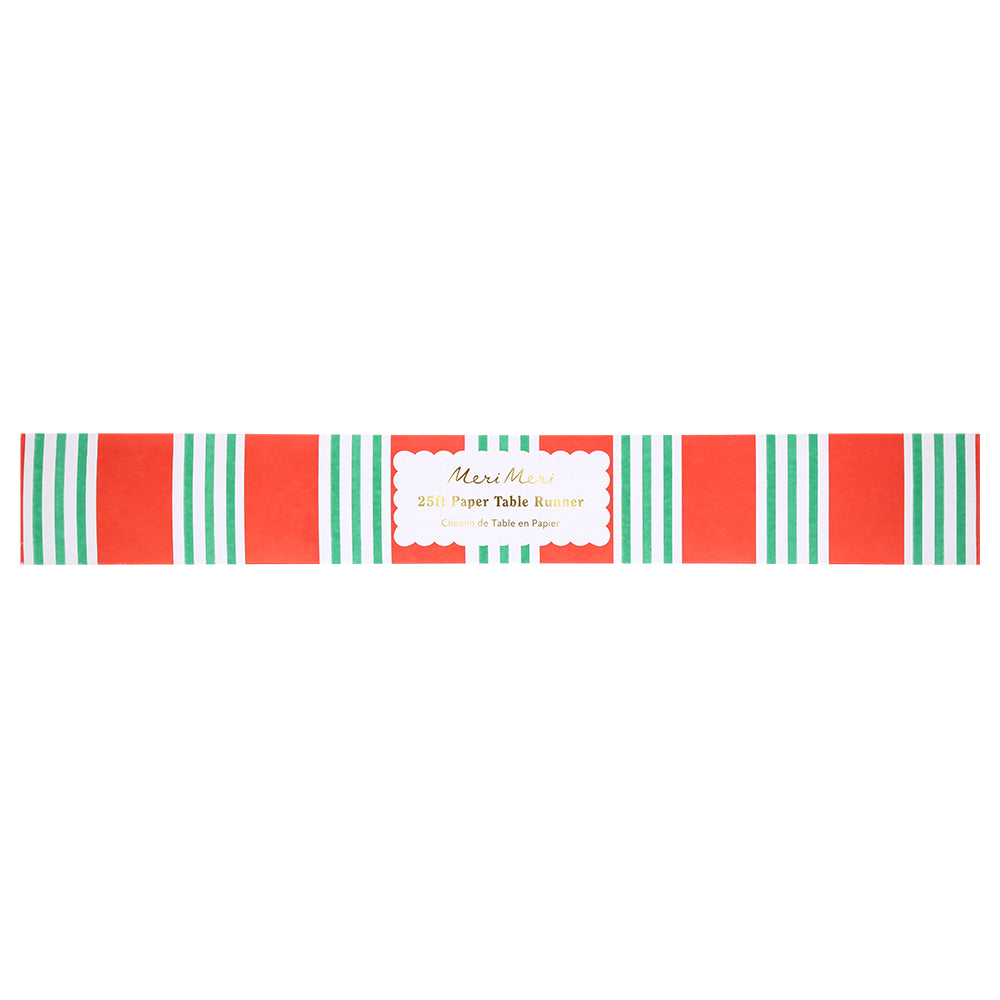 Festive stripe table runner red green box