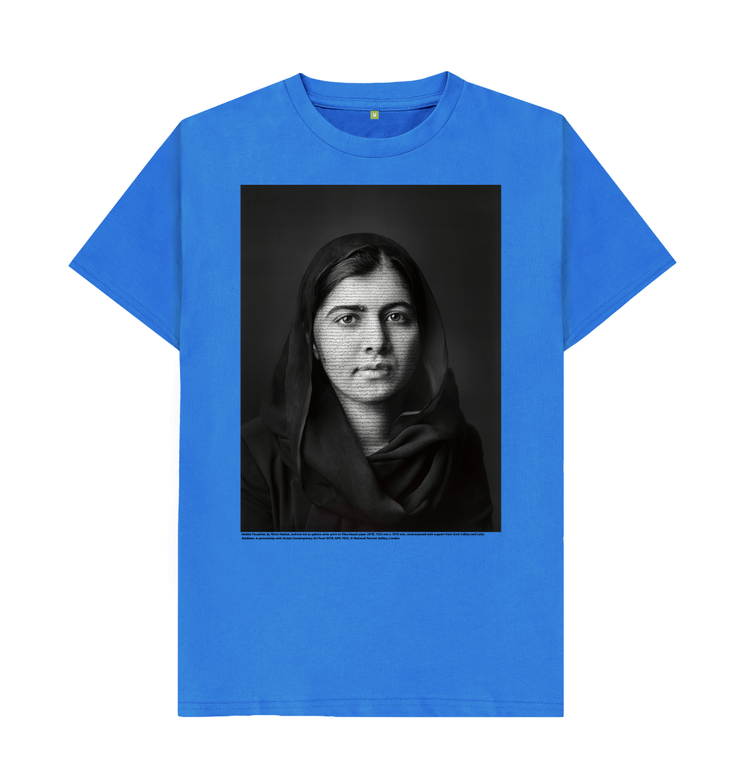 Bright blue printed t shirt front