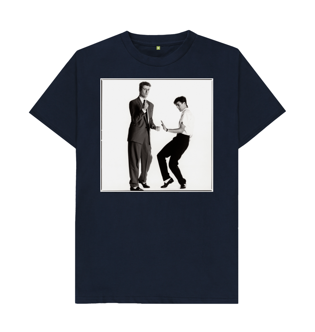 Navy blue printed t shirt front