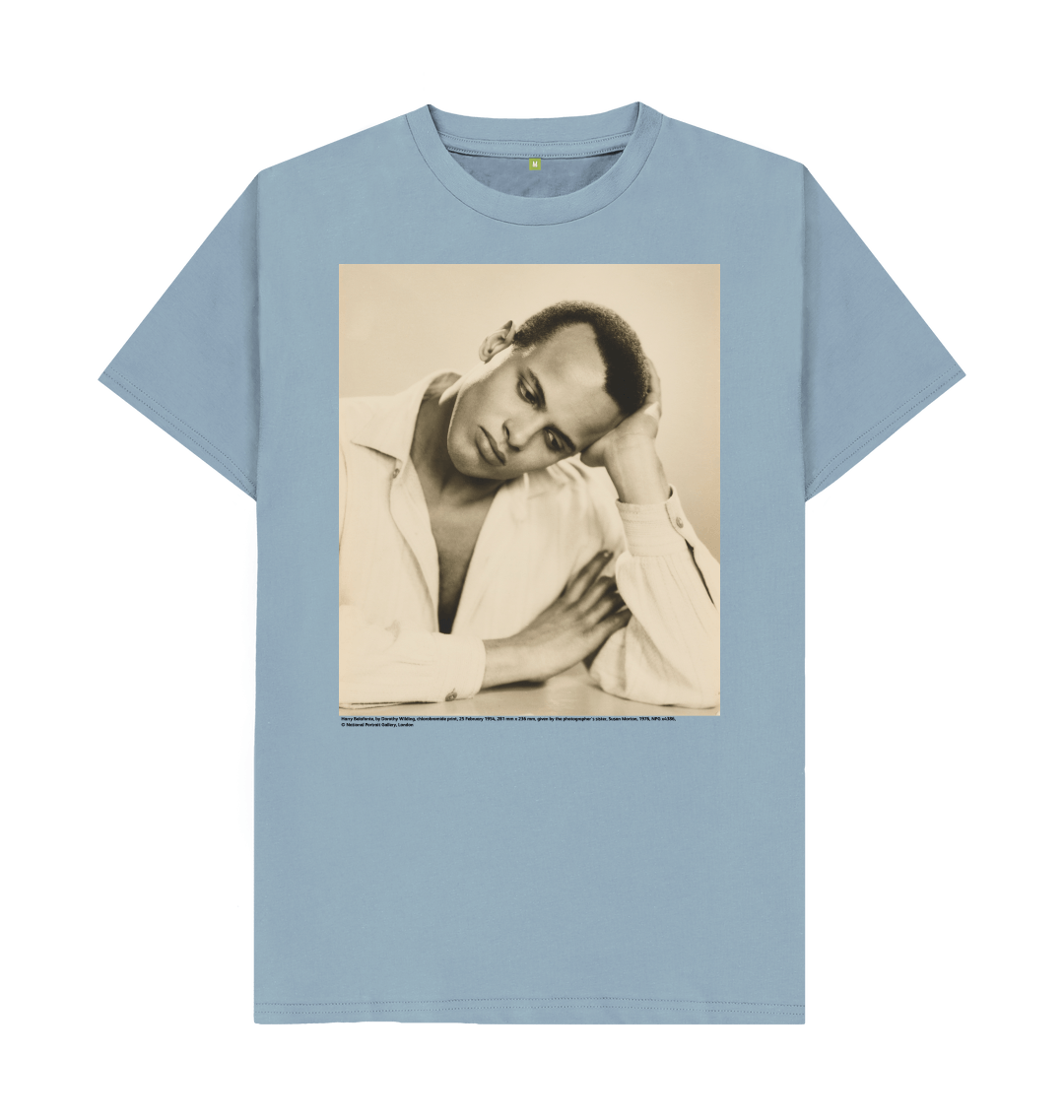 Stone blue printed t shirt front