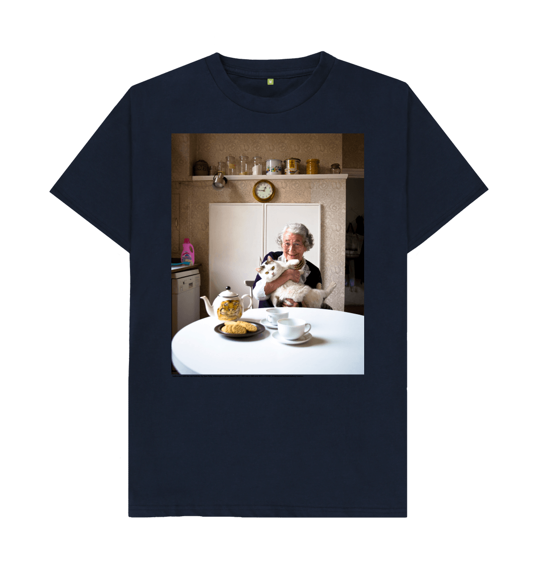 Navy blue printed t shirt front