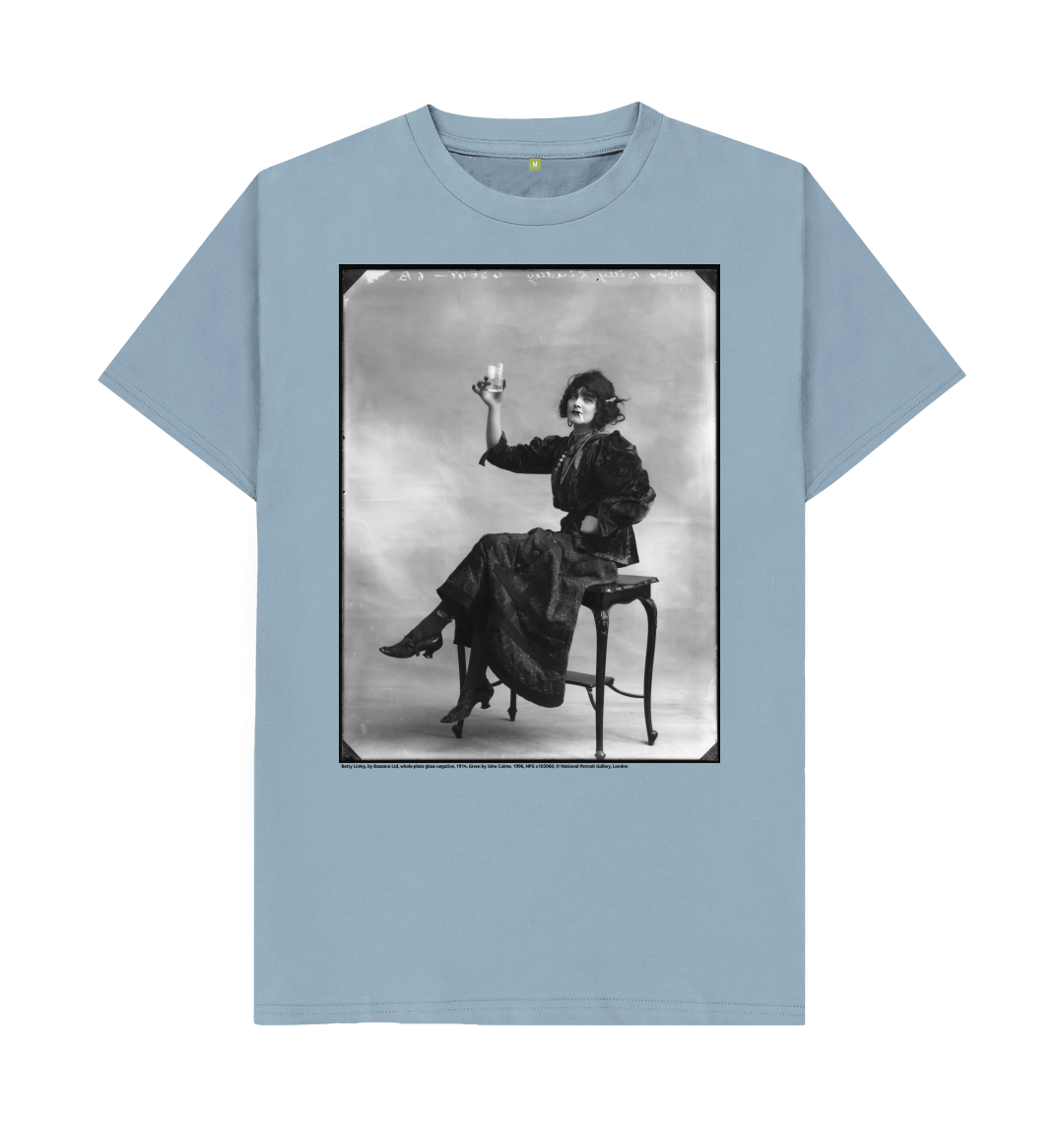 Stone blue printed t shirt front