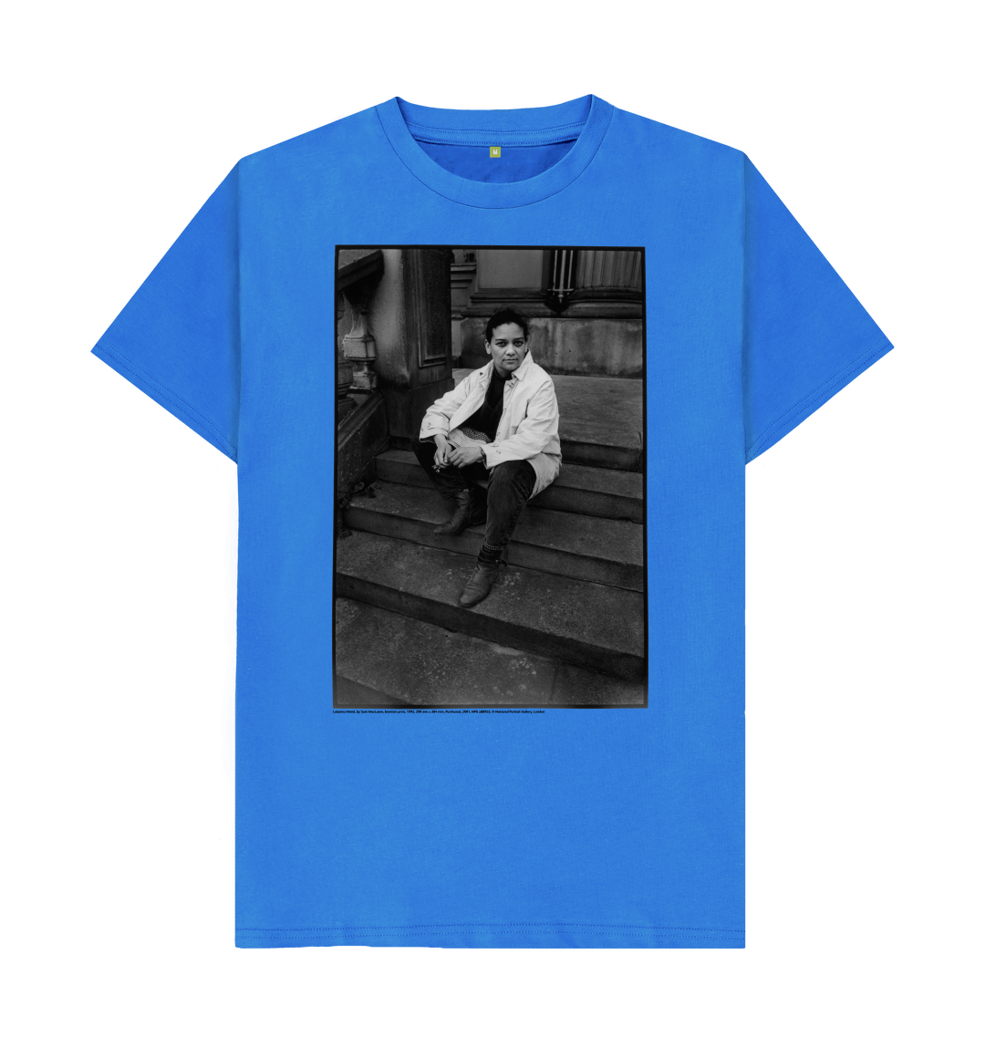 Bright blue printed t shirt front